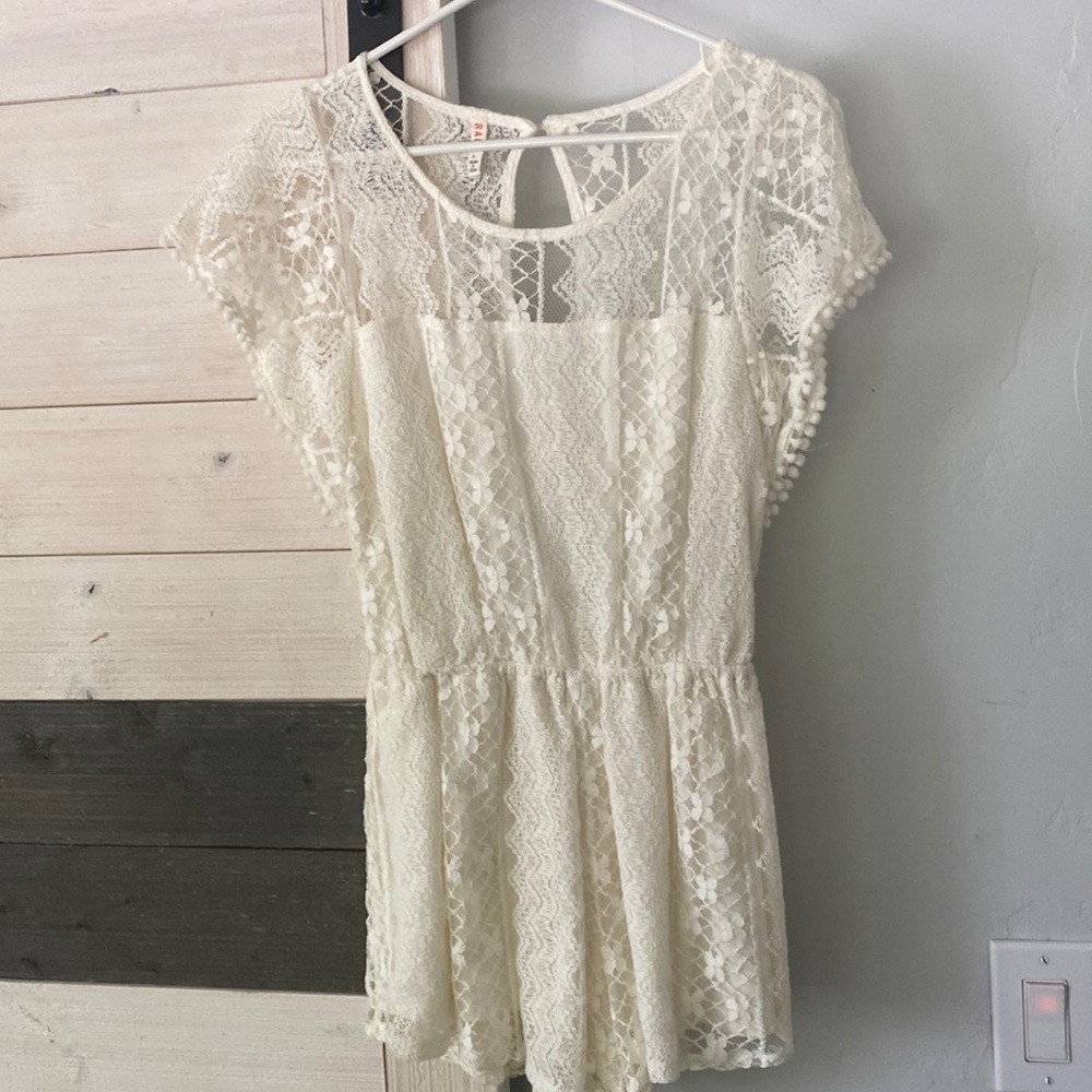 RAGA Vanilla lace romper, elastic waist, bohemian chic, only wore 1 time